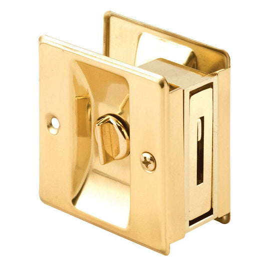 Sliding Privacy Lock - Square Cavity Slider / Polished Brass