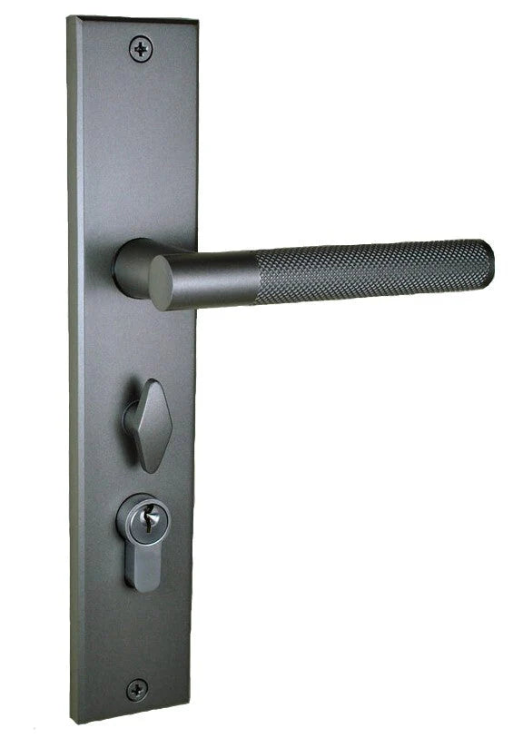 Nidus Door Handle - Domici Knurled Long Plate (Various Finishes Available)