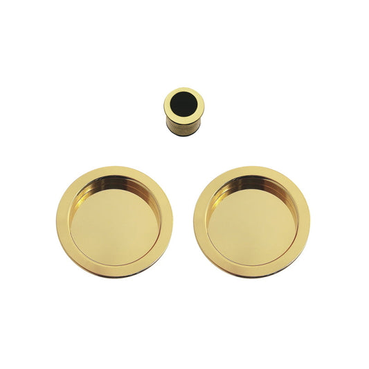 PASSAGE FLUSH PULL SET - Round Cavity Slider / Satin Brass
