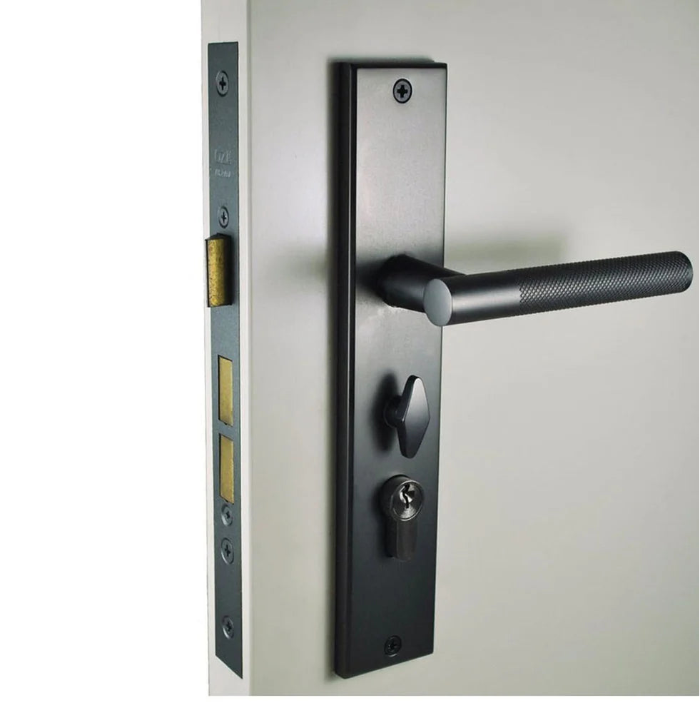 Nidus Door Handle - Domici Knurled Long Plate (Various Finishes Available)
