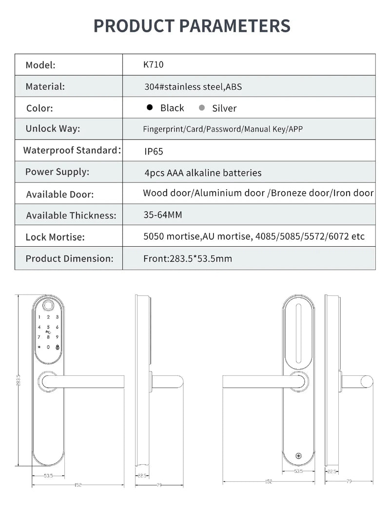 K710 Smart Fingerprint Digital Door Lock